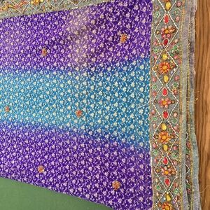 Blue and Purple Ombre Fabric with Honeycomb Pattern